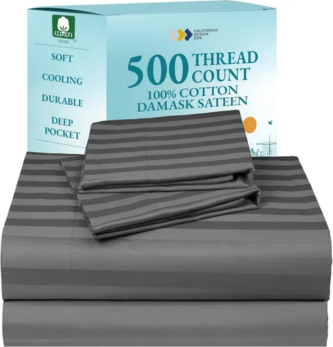 Miniatura 34 de Sábanas de algodón tamaño King dividido para cama ajustable, satén de algodón 100% con 500 hilos, ajuste ceñido, juego con sábanas bajeras Twin-XL