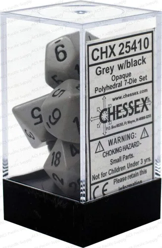 Chessex DND - Juego de dados Chessex D&D de 0.632 pulgadas, opacos, color gris oscuro y negro, juego de dados poliédricos para mazmorras y dragones,