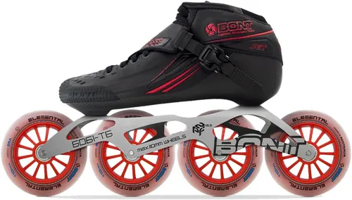 Miniatura 3 de Bont Patines de velocidad Jet en línea, vegano, paquete de carreras moldeables por calor con bota de fibra de carbono, ruedas elementales