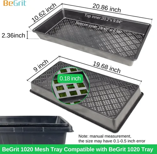 Miniatura 2 de BeGrit Bandejas de malla 1020 1020 con agujeros, bandeja inferior de malla para germinación de semillas de plantas microverdes, bandeja propagadora