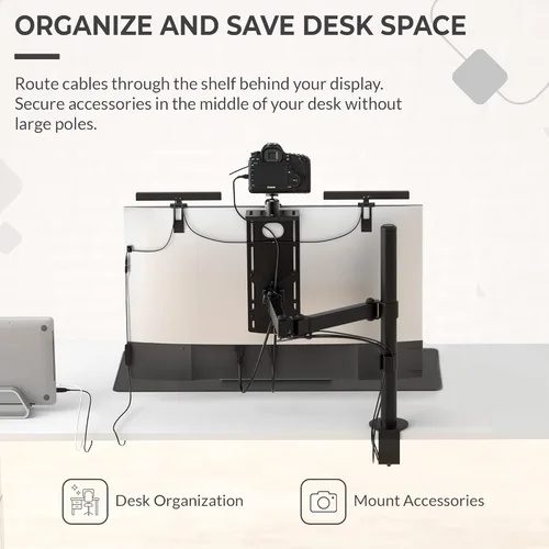 Miniatura 6 de HumanCentric Montura para Monitor DSLR Pequeña, Montaje de Cámara de Escritorio, Luz para Webcam, Estante para Micrófono para Brazo VESA de Monitor