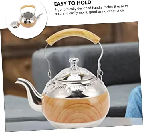 Miniatura 8 de GANAZONO Tetera de acero inoxidable con capacidad para tetera con mango ergonómico, diseño para sala de té, elegante accesorio de cocina funcional