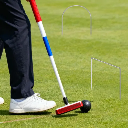Miniatura 3 de Juego de 10 Wickets de repuesto para aros de metal de croquet con revestimiento galvanizado y plástico para patio trasero familiar juego al aire