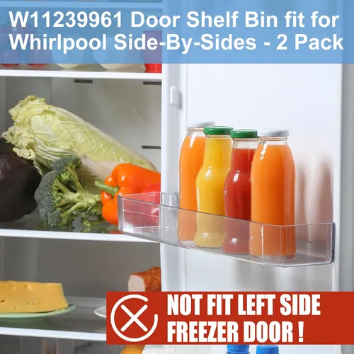 Miniatura 4 de 2 Pack W11239961 W10900538 Cajón de estante para puerta de refrigerador - Compatible con refrigerador Whirlpool WRS311SDH/ WRS325SDH/WRS321SDH