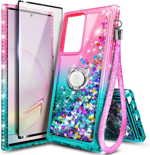 Miniatura 73 de NGB Diseñada para funda Samsung Galaxy Note 10+ (Plus), Rosa/Aguamarina Funda con Purpurina Líquida Brillante Linda para Mujeres Niñas Niños