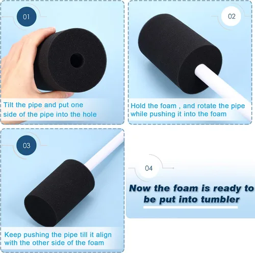 Miniatura 3 de Honoson 3 tamaños, 6 piezas de vasos de espuma Turner para vasos de PVC de 1/2 pulgada, accesorios para vasos de 10 oz a 40 onzas (negro)