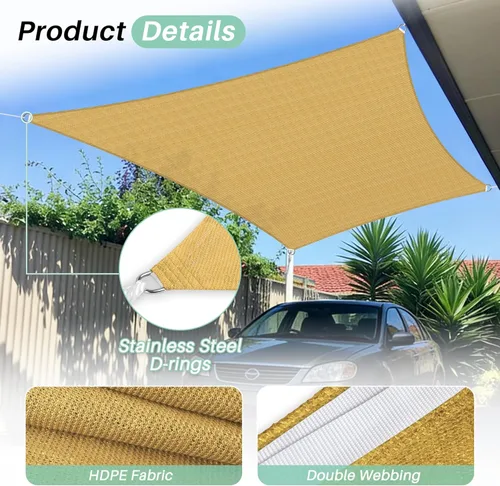 Miniatura 3 de SunnyRoyal Toldo tipo vela rectangular de 20 x 20 pies para dar sombra a patio, exterior, toldo de tela para jardín al aire libre