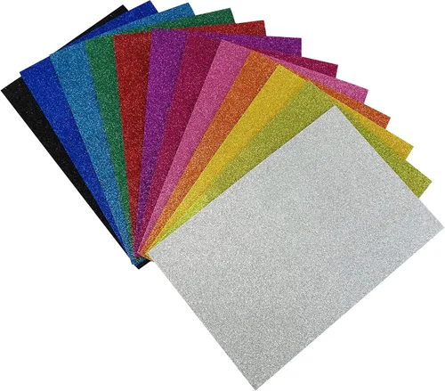 Allgala - Paquete de 12 hojas de espuma EVA con brillantina de 8 x 12 pulgadas, colores surtidos, perfecto para proyectos de arte de niños, aulas,