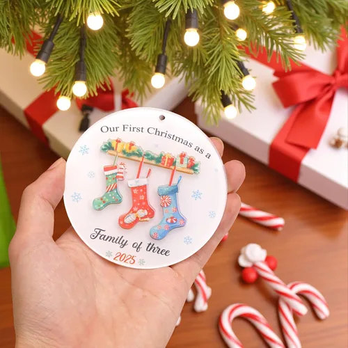 Miniatura 7 de Adornos de Navidad Familiares 2025, Nuestro Primer Adorno de Navidad como Familia de 3, Adorno de Árbol de Navidad, Adornos de Primer Navidad