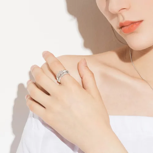 Miniatura 5 de Anillo giratorio de plata de ley 925 con cruz de Sariel, anillo de dedo para mujer, madre e hija