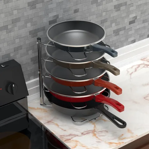Miniatura 6 de Simple Houseware Estante organizador de ollas y sartenes de despensa, cromado