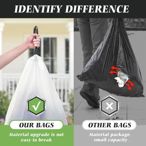 Miniatura 27 de Bolsas de basura de 7 galones, 100 unidades, bolsas de basura con cordón resistentes de Teivio, bolsas para papeleras de baño, bolsas de plástico