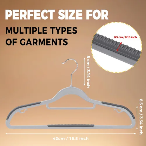 Miniatura 5 de Perchas de ropa de calidad, paquete de 50 unidades, perchas de plástico sin terciopelo para ropa, juego de perchas resistentes para abrigos, perchas