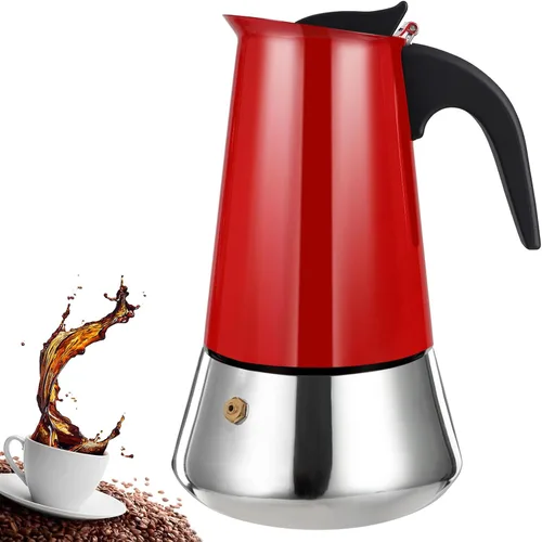 Miniatura 10 de olla de 6 tazas para preparar espresso en la estufa, cafetera moka de acero inoxidable, percolador para estufa, cafetera italiana, capaz de preparar