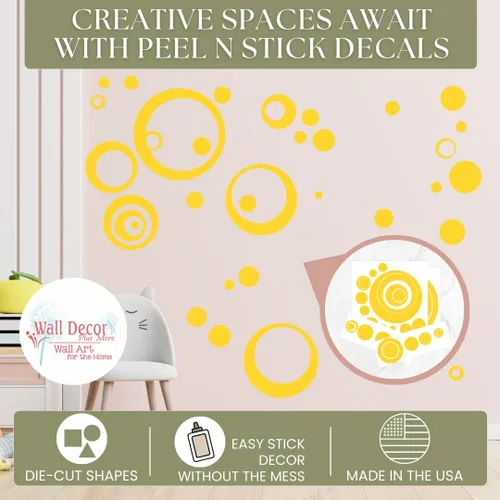Miniatura 3 de Vinilo adhesivo amarillo para pared, diseño de círculos, burbujas, puntos 25+ PC
