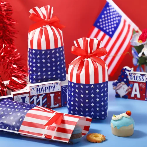 Miniatura 4 de Ctosree 40 bolsas de regalo de la bandera estadounidense, bolsas de regalo del 4 de julio, bolsas de dulces del Día de la Independencia, bolsas