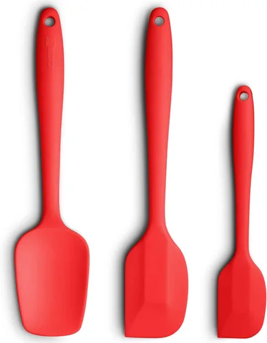 Miniatura 10 de Juego de espátulas de silicona de 3 piezas, mango ergonómico, espátulas de alta resistencia al calor, espátulas de goma antiadherentes con núcleo