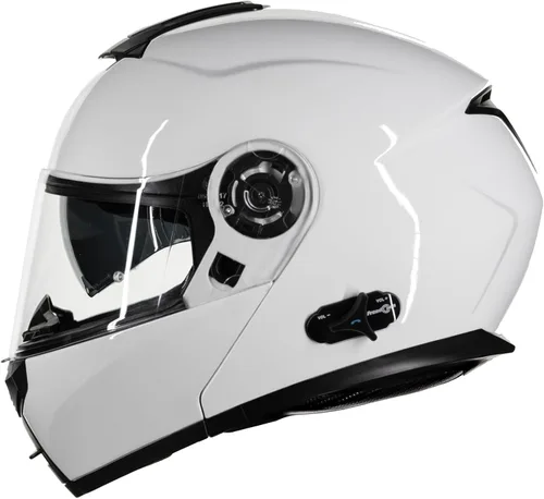 ILM - Casco de motocicleta con Bluetooth, modular, intercomunicador para 2-3 conductores, abatible, de cara completa, con doble visera, aprobado por