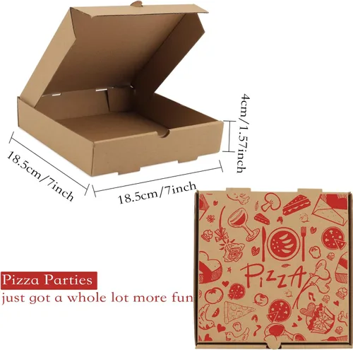 Miniatura 2 de Cajas de pizza, paquete de 15 cajas de pizza corrugada de papel kraft de 7.3 x 7.3 x 1.6 pulgadas, cajas de comida para llevar, cajas de embalaje