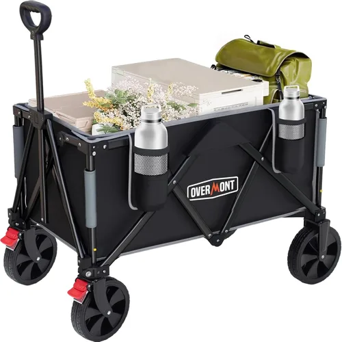 Miniatura 9 de Overmont Carro plegable con ruedas – Carro plegable resistente de 180 litros con grandes ruedas todo terreno – Capacidad de peso de 330 libras