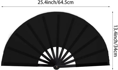 Miniatura 2 de Nydotd Paquete de 2 ventiladores plegables de mano para fanáticos rave, tela de nailon plegable para hombres y mujeres, línea de actuación, danza