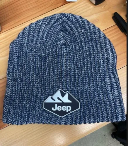 Miniatura 2 de Jeep Gorro acrílico azul jaspeado con logotipo de silicona Mountain Range, Azul