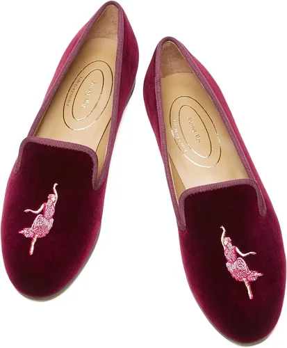 Miniatura 8 de Journey West Mocasines planos de terciopelo para mujer con bordado para fumar