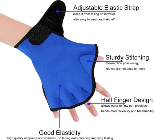 Miniatura 2 de 1 Pair Swimming Gloves Aquatic Swim Training Gloves Neoprene Webbed Gloves Fitness Water Resistance Glove for Men Women Children Unisex