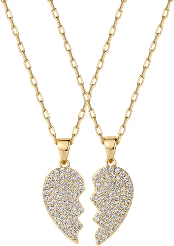Miniatura 14 de PAVOI Collar de corazón chapado en oro de 14 quilates con circonita cúbica Bonitos collares con colgante de amor delicado para mujer