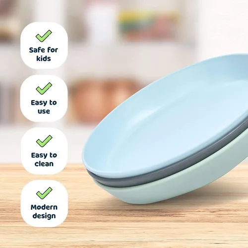 Miniatura 6 de Tiny Twinkle Vajilla - Juego de 3 platos, juego de tazas, platos y cuencos sin BPA para niños y niños pequeños, juego de vajilla de plástico