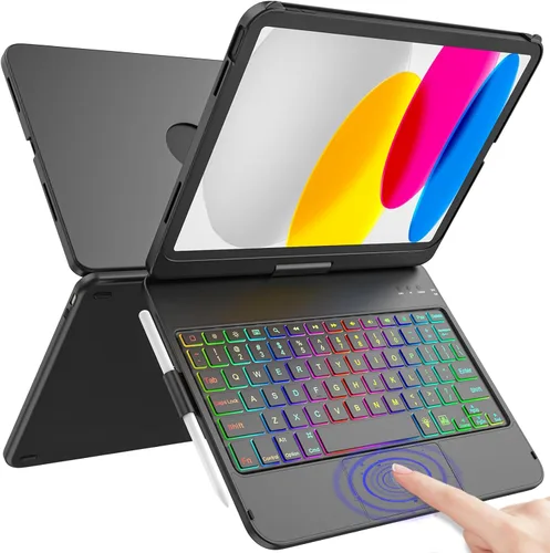 Funda con teclado táctil para iPad A16 de 11ª generación 2025/10ª generación de 10.9 pulgadas 2022, giratoria de 360° para iPad de 11ª generación