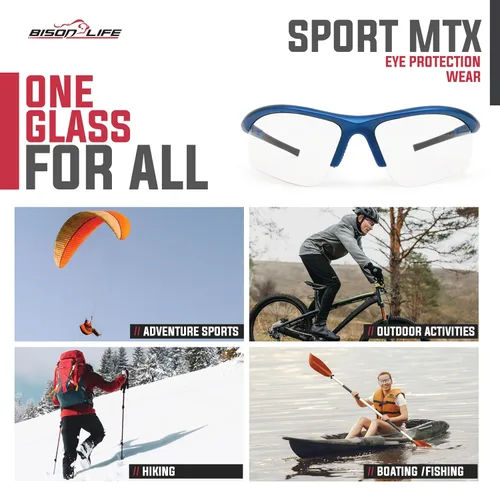 Miniatura 6 de BISON LIFE Sport MTX - Gafas de seguridad transparentes con patillas azules, ANSI Z87+, resistentes a los impactos, lentes de protección UV