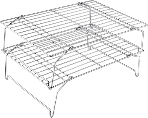 TeamFar Rejilla de enfriamiento, 38 cm x 25 cm de alambre de acero inoxidable para hornear, asar y enfriar, resistente y no tóxica, apilable y