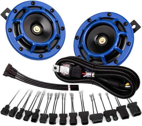 FARBIN Kit de bocinas de coche de 12 V de tono alto/bajo de metal con arnés de relé y 2 arneses de conector para la serie BMW antigua