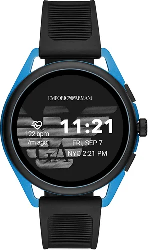 Emporio Armani - Smartwatch 3 con tecnología Wear OS de Google con altavoz frecuencia cardíaca GPS NFC y notificaciones de celular inteligente Negro