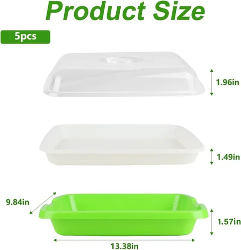 Miniatura 2 de Bandeja de germinación de semillas, 5 paquetes de bandejas de cultivo de microverdes, kit de cultivo de brotes de gran capacidad, bandeja