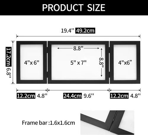 Miniatura 5 de 3 marcos de fotos plegables con bisagras de 4 x 6 y 5 x 7 pulgadas, múltiples marcos de fotos de madera para escritorio con paspartú para mesa