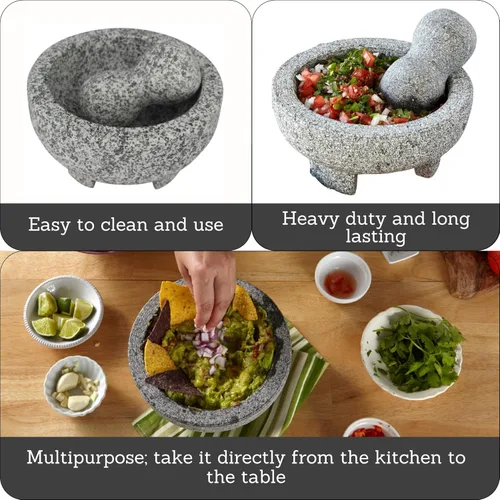 Miniatura 2 de IMUSA USA Granite Molcajete - Molinillo de especias de 6 pulgadas, color gris