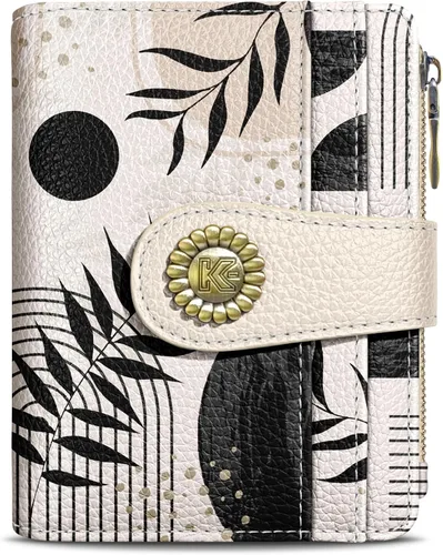 Miniatura 42 de Kelvoris Cartera pequeña Rfid para mujer, plegable, con cremallera, bolsillo para monedas, piel sintética, compacto, para tarjetas de crédito