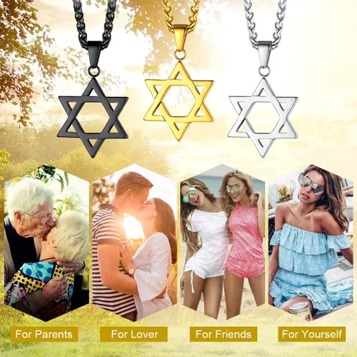 Miniatura 2 de FaithHeart Magen David - Collar con colgante de estrella de David de acero inoxidable joyería judía para mujeres y hombres el sello de Salomón