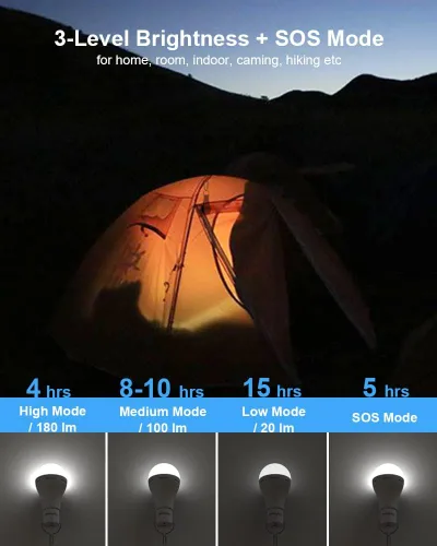 Miniatura 2 de Bombillas recargables USB con control remoto, 4 modos de luz + temporizador, batería recargable de 1200 mAh, bombillas LED portátiles para tienda