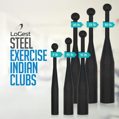 Miniatura 7 de Logest Steel Mace Club de Ejercicio - Mazas Indias de Acero Resistente Perfectas para Entrenamiento de Fuerza y Rehabilitación Mejora el Agarre