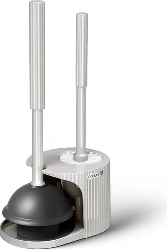 Miniatura 10 de FORASTO- Juego de desatascador y cepillo para inodoro 2 en 1, desatascador con mango alargado, herramientas de limpieza para baño, suministros