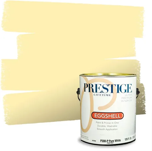 Miniatura 137 de PRESTIGE Pinturas Pintura Exterior e Imprimación En Uno, 1 Galón, Satinado, Pareja Comparable de Benjamin Moore* Amarillo* 320BM-PCM