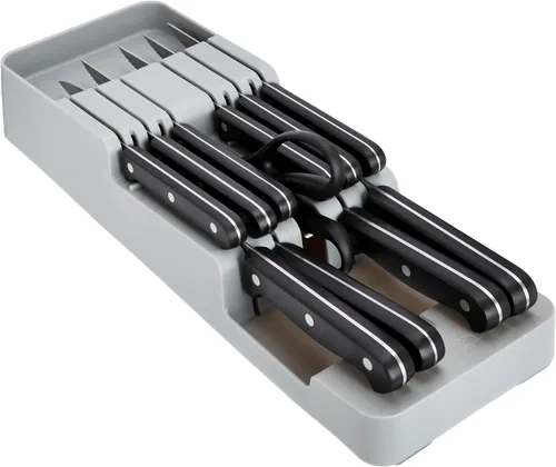 GoodCook Juego de cuchillos de cocina de acero inoxidable de alto carbono con bloque de almacenamiento en el cajón, el juego incluye seis cuchillos