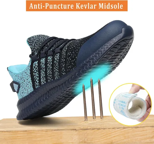 Miniatura 3 de Zapatos de punta de acero para hombres y mujeres, cómodos, ligeros, zapatos de seguridad para el trabajo, a prueba de pinchazos, antideslizantes