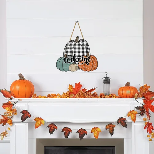 Miniatura 6 de Decoración de pared de calabaza, decoración de pared de calabaza, decoración de otoño para el hogar, porche, colgador de puerta delantera, letrero
