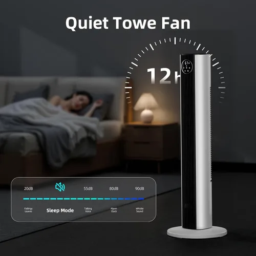 Miniatura 5 de Antarctic Star Ventilador de Torre Portátil Ventiladores de Piso Oscilante 85° Ventilador Silencioso de Enfriamiento Temporizador 12H Control Remoto