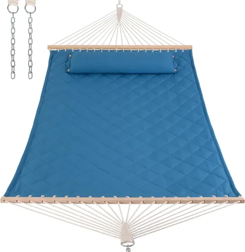 Miniatura 21 de ANOW Hamaca doble con combo de soporte de acero resistente de 12 pies, hamaca acolchada para 2 personas con soporte para exterior, capacidad