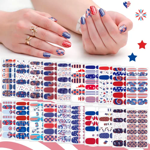 Miniatura 9 de 20 hojas de calcomanías de esmalte de uñas para el día de San Valentín, calcomanías para mujeres, tiras de uñas de gel, tiras de esmalte de uñas